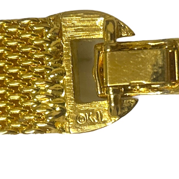Vintage KJL by Kenneth Jay Lane Gold Tone Bracelet with Rhinestone Clasp - Picture 4 of 4